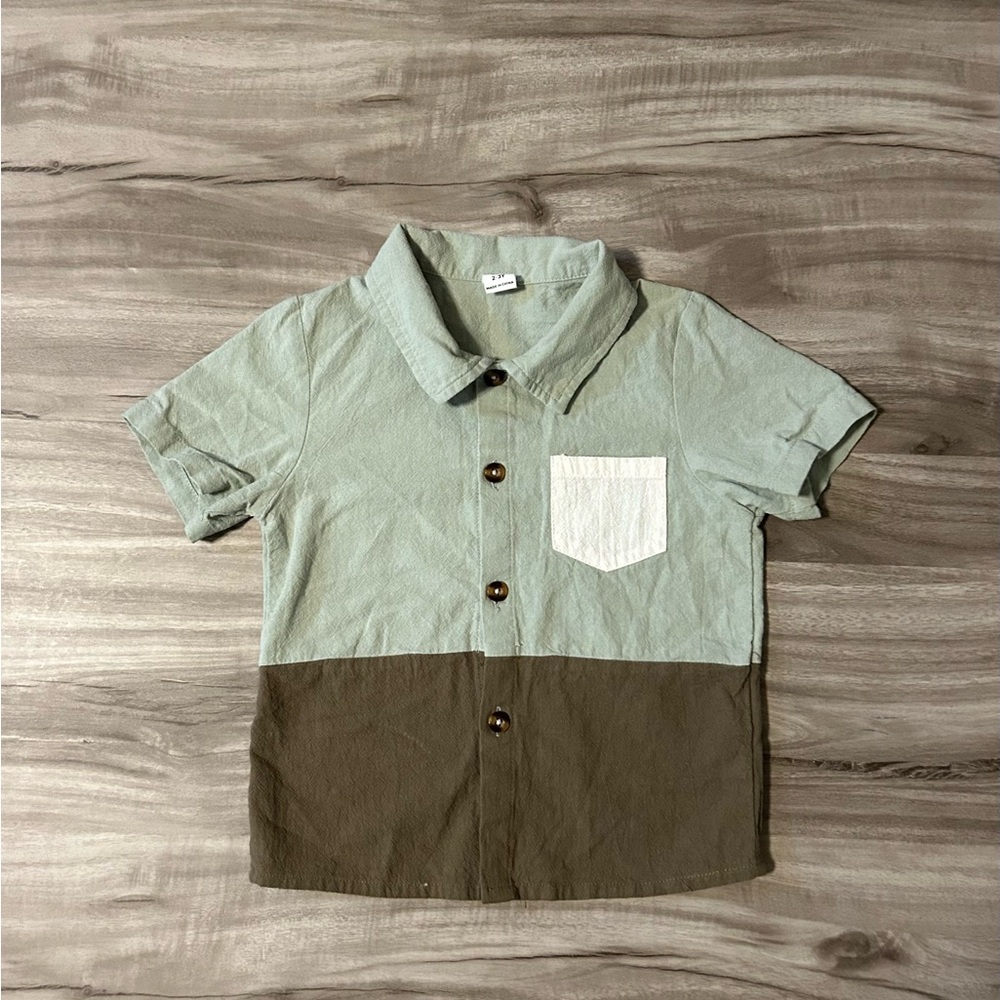 Stylish Kids' Green and Brown Shirt